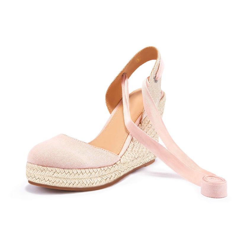 Ermonn Womens Espadrilles Wedge Sandals Platform Closed Toe Ankle Strap Lace Up Summer Shoes - Image 4